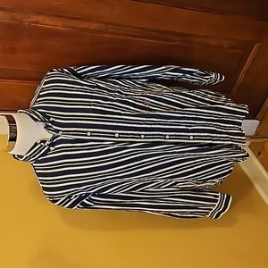 VINTAGE TOMMY HILFIGER BUTTON DOWN TOP XXL STRIPES GREEN BLUE WHITE MEN'…